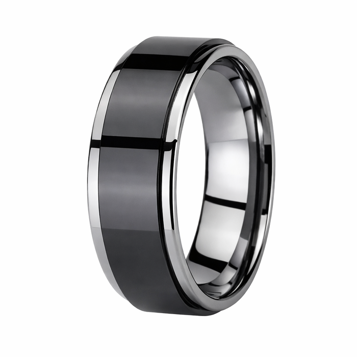 The Band Tungsten Black Ceramic-Coated Ring with Polished Edges | 8mm