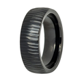 The Bark Black IP Tungsten Ring with Carved Bark Pattern Center 8mm