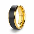 The Beaumont Gold Plated Titanium Polished Beveled Ring with Brushed Black Center 8mm