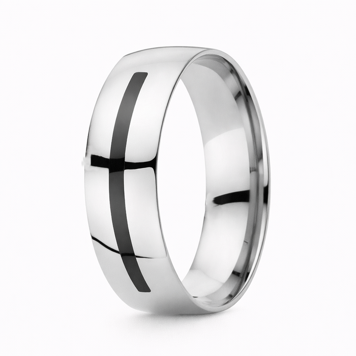 The Blacktrack Men's Titanium Wedding Band with Enamel Insert-8mm