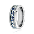 The Bluefang Tungsten Men's Shiny Beveled Edge with Blue Celtic Dragon Cut-out Inlay l 8mm
