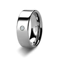 The Bristol Flat Polished Tungsten Single Diamond Ring 6mm