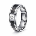 The Carbonflare Tungsten and CZ Ring for Men with Black Carbon Fiber Inlay | 8mm
