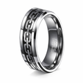 The Chain Tungsten Ring for Men with Stainless Steel Chain Inlay | 8mm