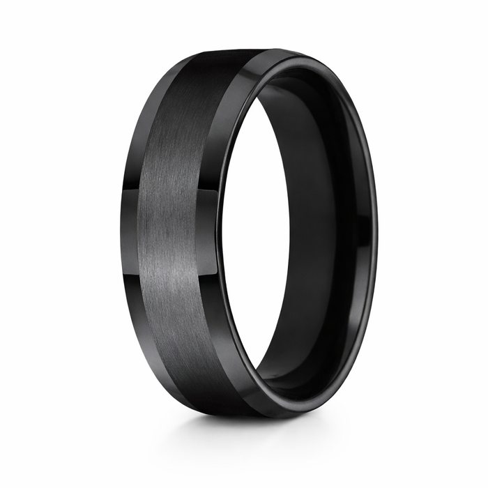 The Chancellor Black Titanium Satin Center Beveled Polish Edge 8mm