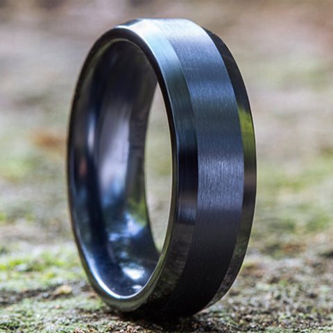 The Chancellor Black Titanium Satin Center Beveled Polish Edge 8mm