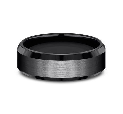 The Chancellor Black Titanium Satin Center Beveled Polish Edge 8mm