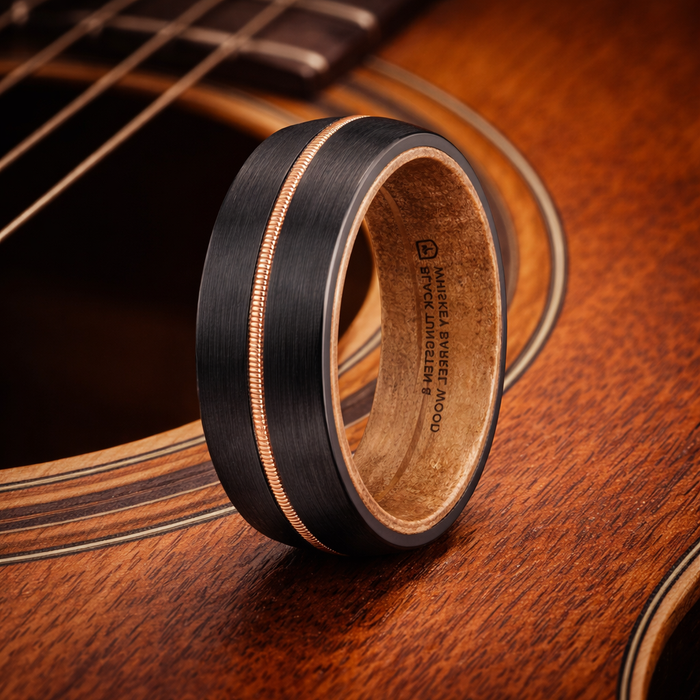 The Chordal Black Tungsten with Brass Guitar String and Whiskey Barrel Inner Sleeve 8mm