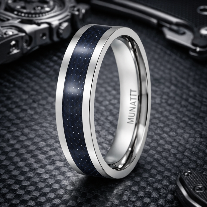 The Core Men's Titanium Black Carbon Fiber Ring | 7mm