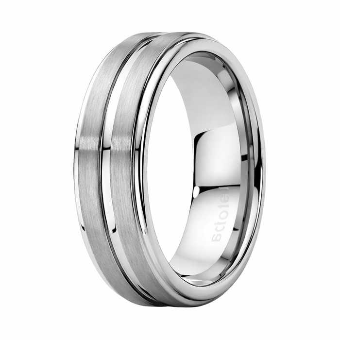 The Crestline Carved Center Tungsten Carbide Wedding Band -7.2mm