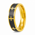 The Devotion Titanium and Gold Plated Men's Cross Ring with Polished Edges| 6mm