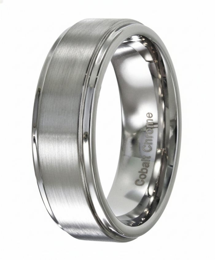 The Dichotomy Men's Cobalt Chrome Wedding Ring Satin Finish and Polished Edges | 8mm