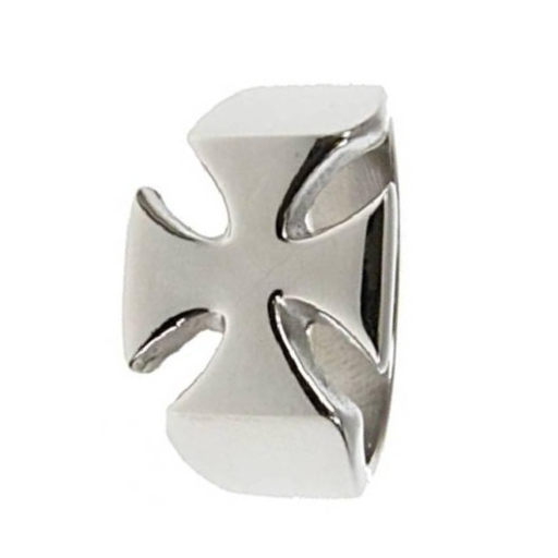 The Dominion Polished Stainless Steel Iron Cross Ring-15mm