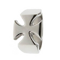 The Dominion Polished Stainless Steel Iron Cross Ring-15mm