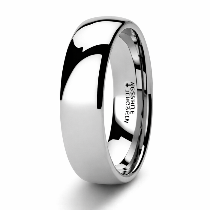 The Dominus Polished Domed Tungsten Carbide Ring 8mm or 4mm