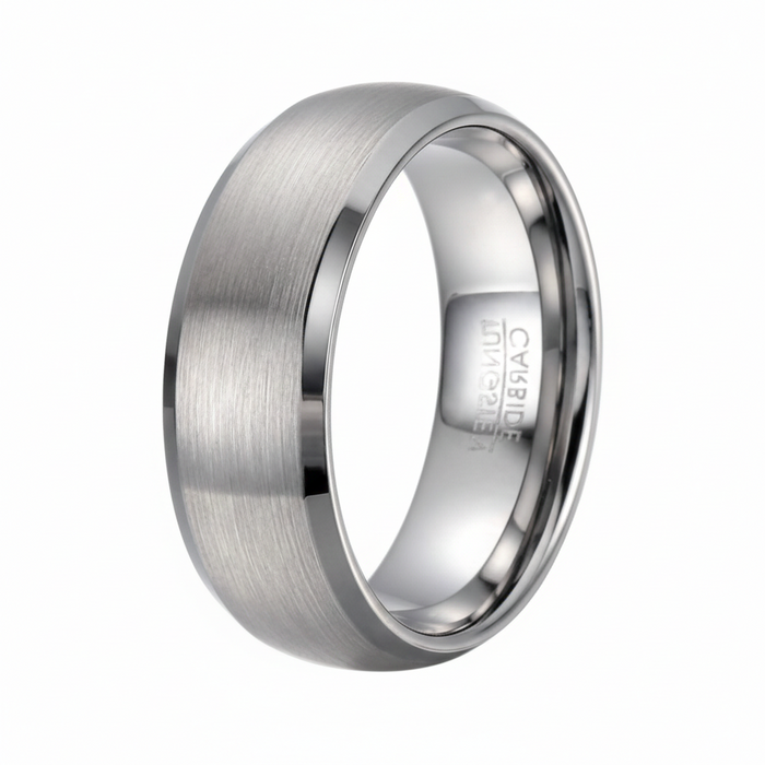 The Edgecraft Brushed Finish Tungsten Wedding Band for Men Polished Edge | 8mm