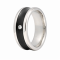 The Engager Black Finish Stainless Steel Wedding Band with Single CZ 8mm