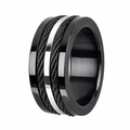 The Engineer Black Stainless Steel Solid Carbon Cable Inlay Ring-9.52mm