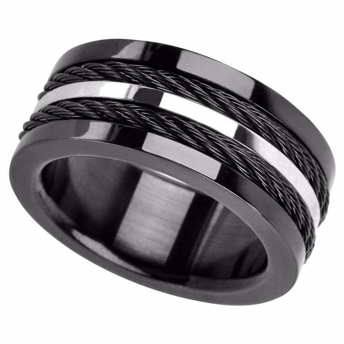 Stainless Steel Solid Carbon Cable Inlay Ring-9.52mm