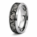 The Fleur 8mm High Polished Floral Laser Engraved Tungsten Band
