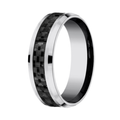 The Hamilton Men's Tungsten Ring Black Carbon Fiber Center Polished Edges 7mm
