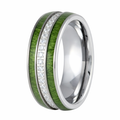 The Harmonious - Tungsten Jade Wood Inlay with White CZ Centered Eternity – 8mm