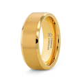 The Honor Gold-Plated Brushed Flat Tungsten Ring Polished Beveled Edges 8mm or 6mm