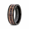 The Inferno Black/Rose Hammered Tungsten Ring Dinosaur Bones and Meteorite 8mm