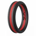The Inferno Silicone Men's Ring in Black and Red Center with Rounded Edges