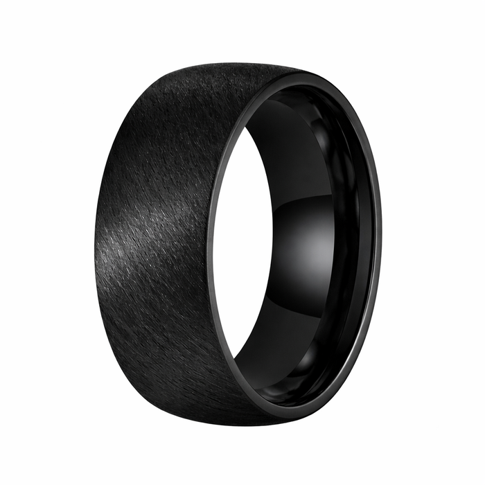 The Ironclad 8mm Black Classic Tungsten Wedding Dome Band Heavy Scratch Finish