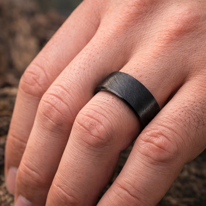 The Ironclad 8mm Black Classic Tungsten Wedding Dome Band Heavy Scratch Finish
