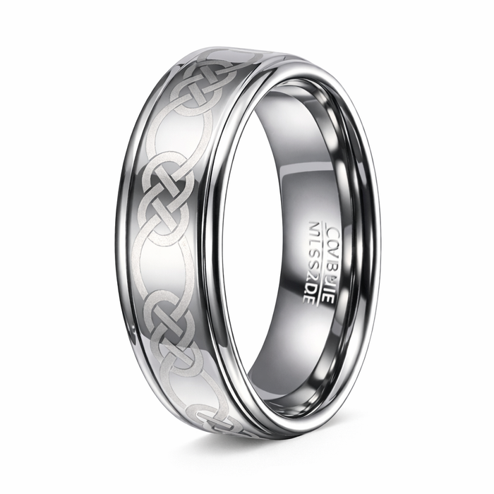 The Kells Celtic Knot Men's Tungsten Wedding Band with Polished Finish | 8mm