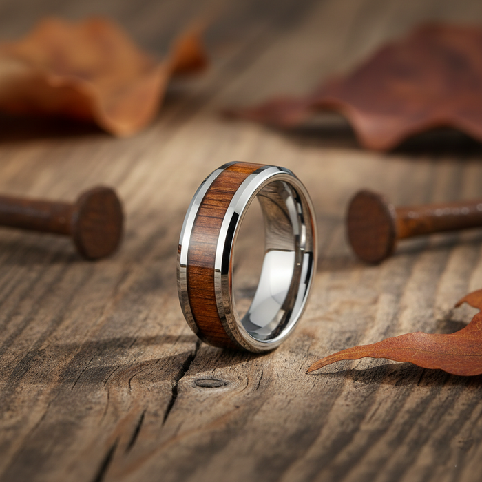 The Koa Bond His and Hers Tungsten and Koa Wood Wedding Rings l 5mm or 8mm