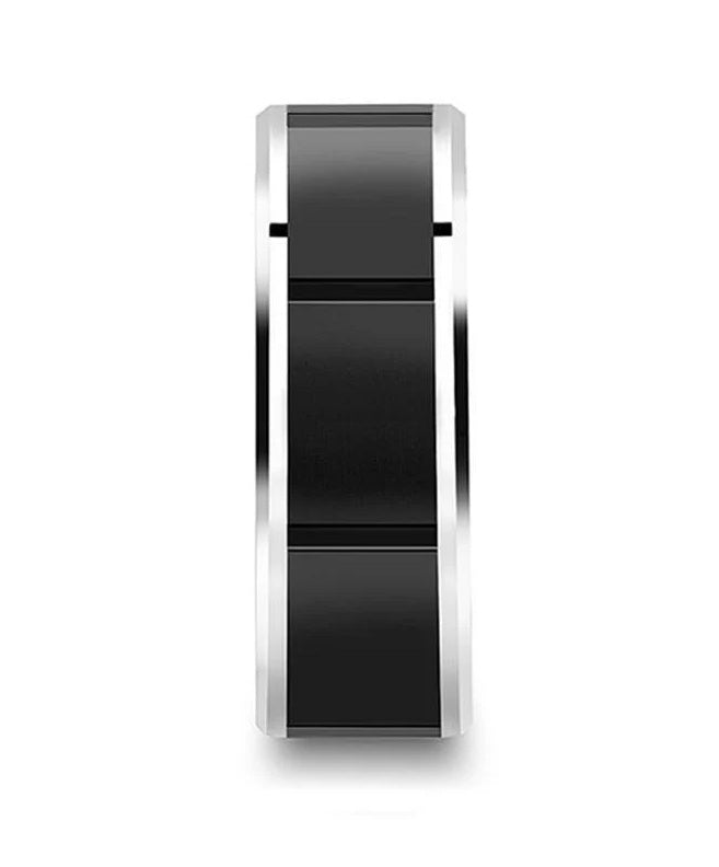 The Konstantine Watch Band Style Tungsten Ring With Black Ceramic Inlay  8mm