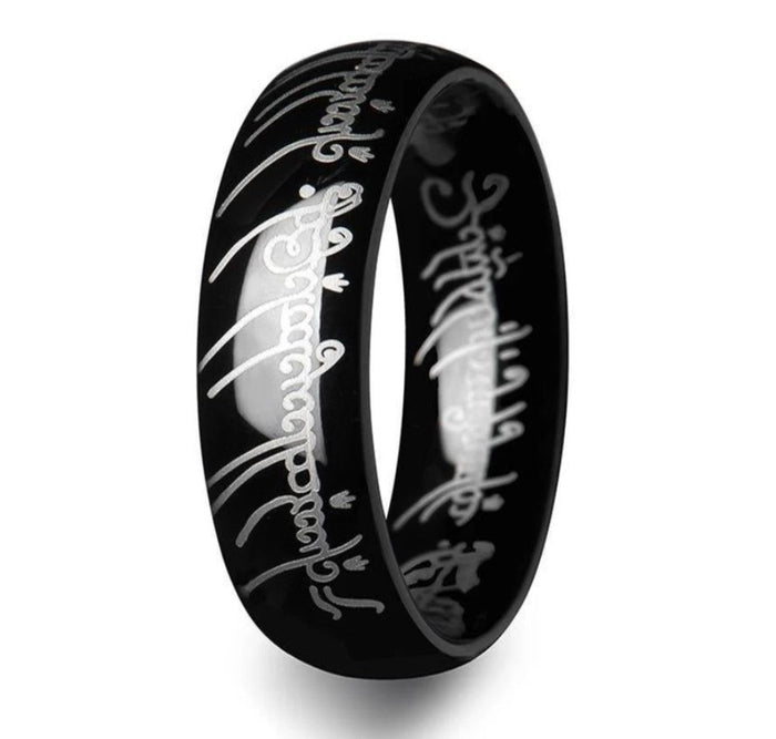 The LOTR Lord of the Rings Black Tungsten The One Engraved Sauron's Band -8mm