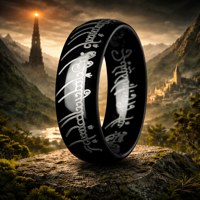 The LOTR Lord of the Rings Black Tungsten The One Engraved Sauron's Band -8mm