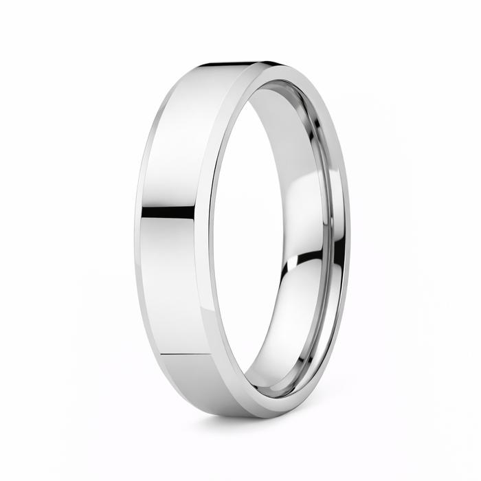 The Lumis Tungsten Carbide Wedding Ring Beveled Edges and Polished Finish-7mm