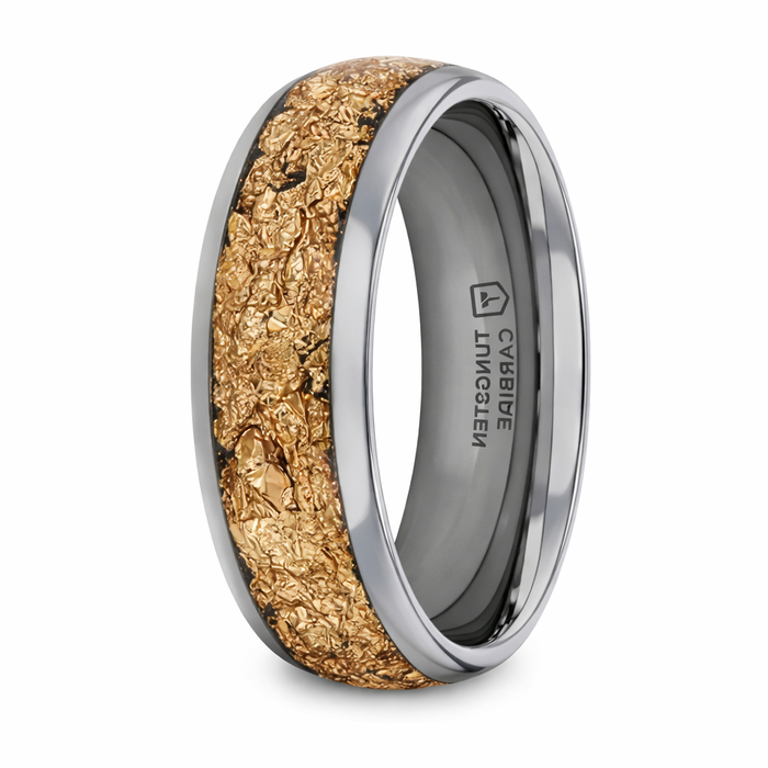 The Luxe Tungsten and Decorative Gold Flakes Inlay 8mm