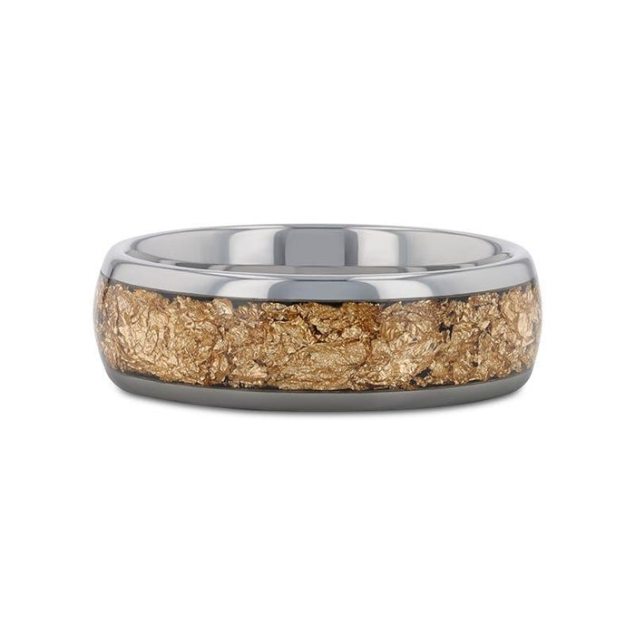 The Luxe Tungsten and Decorative Gold Flakes Inlay 8mm