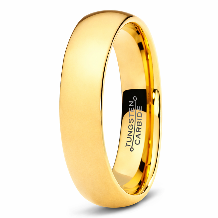 The Luxe Tungsten Wedding Band for Men with Gold Tone Plating | 6mm