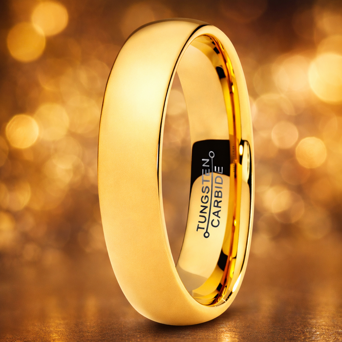 The Luxe Tungsten Wedding Band for Men with Gold Tone Plating | 6mm
