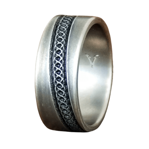 The Mechanical Offset Wrapped Chain Design Titanium Men's Ring - 9mm