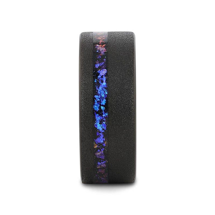 The Mirage Sandblasted Black Tungsten Alexandrite Dark Blue Purple Crushed Goldstone 8mm