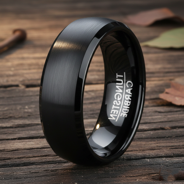 The Nightforge Black Tungsten Ring for Men with Classic Domed Profile | 8mm