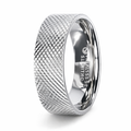 The Noble Silver Cross-Hatched Finish Flat Style Wedding Band 8mm