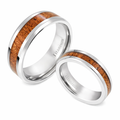 The Oahu Titanium Koa Wood Matching Rings 5mm or 8mm