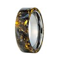 The Obsidian Ember Tungsten Black & Gold Foil Resin Inlay Ring – 8mm