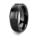 The Onyx Black Carbon Fiber Inlaid Black Ceramic Wedding Band 6mm or 8mm