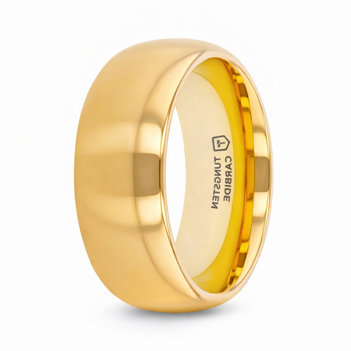 The ORO Traditional Domed Gold-Plated Tungsten Carbide Wedding Ring 8mm or 4mm