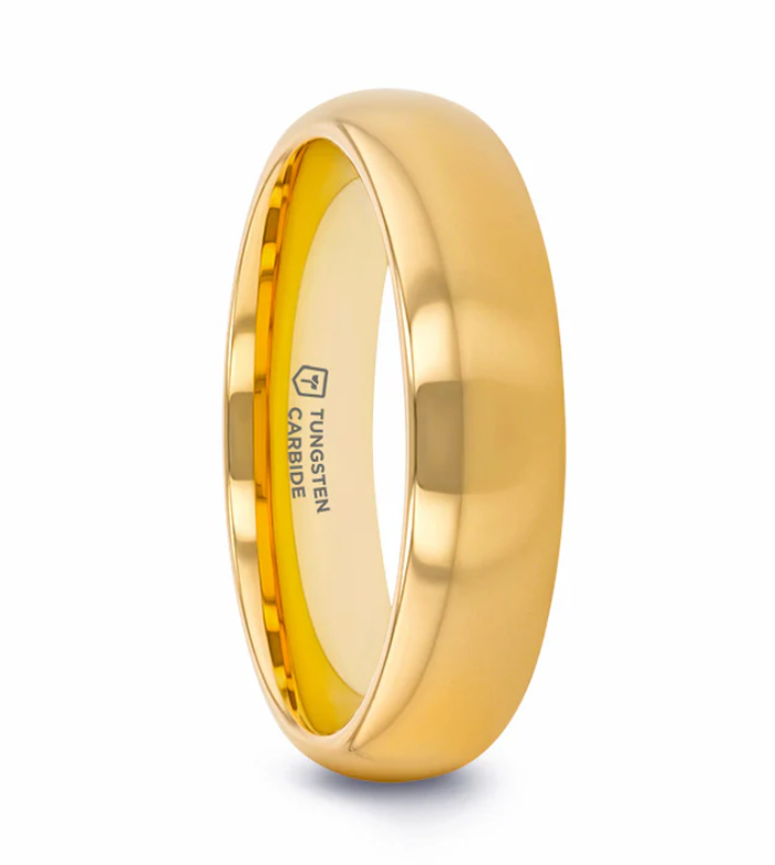 The ORO Traditional Domed Gold-Plated Tungsten Carbide Wedding Ring 8mm or 4mm
